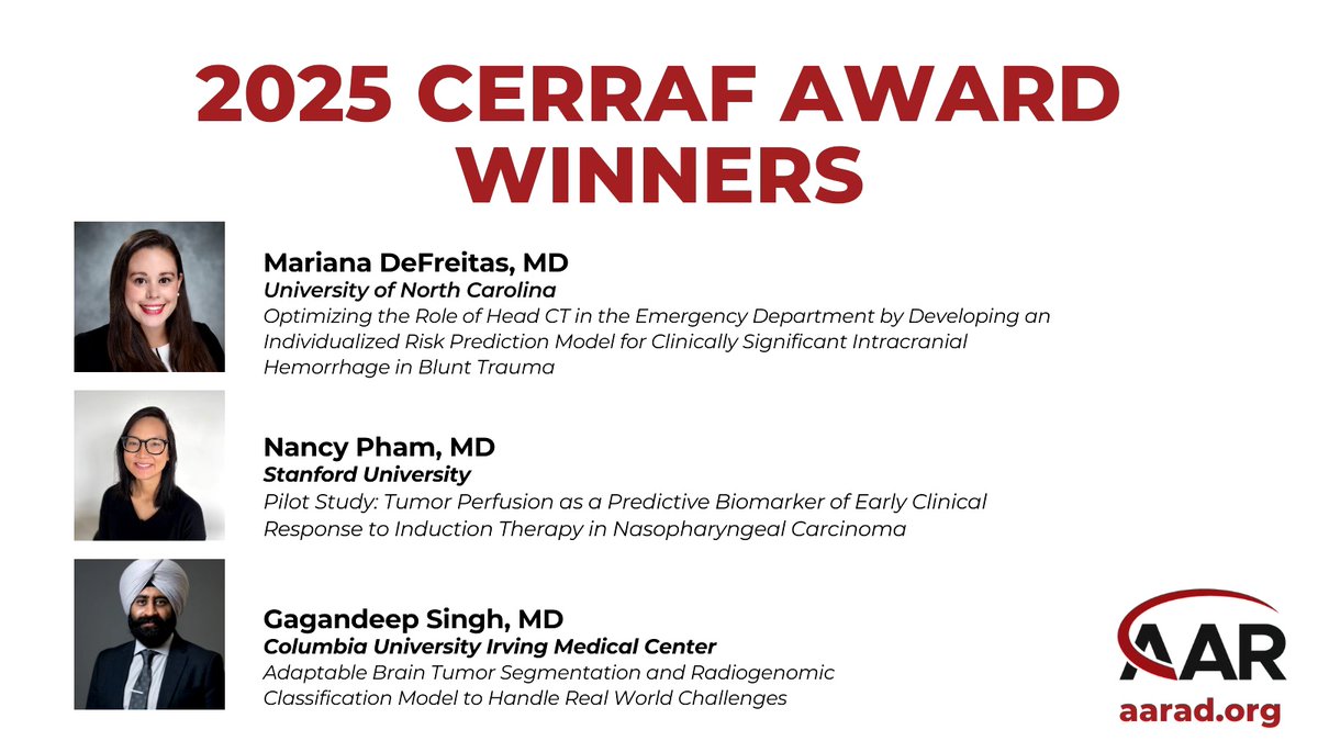 🌟 Congratulations to the 2025 CERRAF award winners - your contributions in the fields of radiology education and research set an unmatched standard of excellence.
#AARad #AAR25 #awards #radiology #RadEd #MedEd #research
