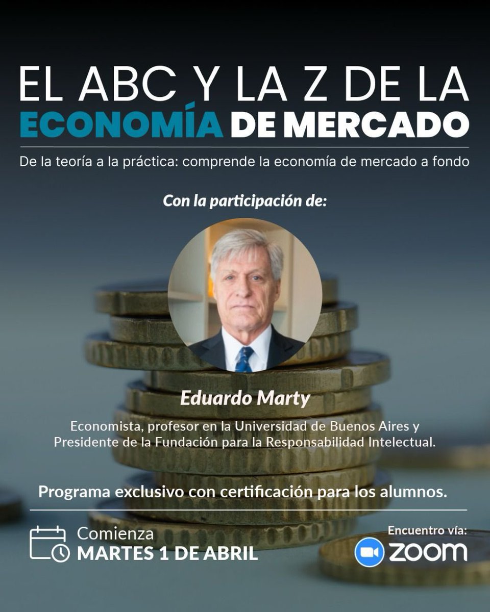 📚✨ Aprende desde los fundamentos hasta los aspectos más avanzados de la economía de mercado.
🔹 Certificación incluida.

📅 Inicio: martes 1 de abril
📍 Modalidad: virtual (Zoom)
💰 Curso arancelado

📩 aynrandlatam.org/curso/economia…