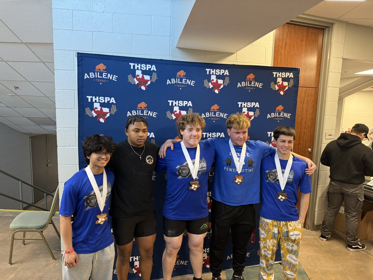 <a href="/LindalePWL/">Lindale Powerlifting</a> Boys are bringing home some medals!

Sam Vasquez - 3rd Place (114 lb class)
Gabriel Crisp - 4th Place (123 lb class)
Gunner Johnson - 4th Place (220 lb class)
Drew Ragland - 4th Place (242 lb class)

6th Place Team in 4A Division One!

<a href="/LindaleISDNews/">Lindale ISD</a> <a href="/LHSEagleEye/">Eagle Eye</a>