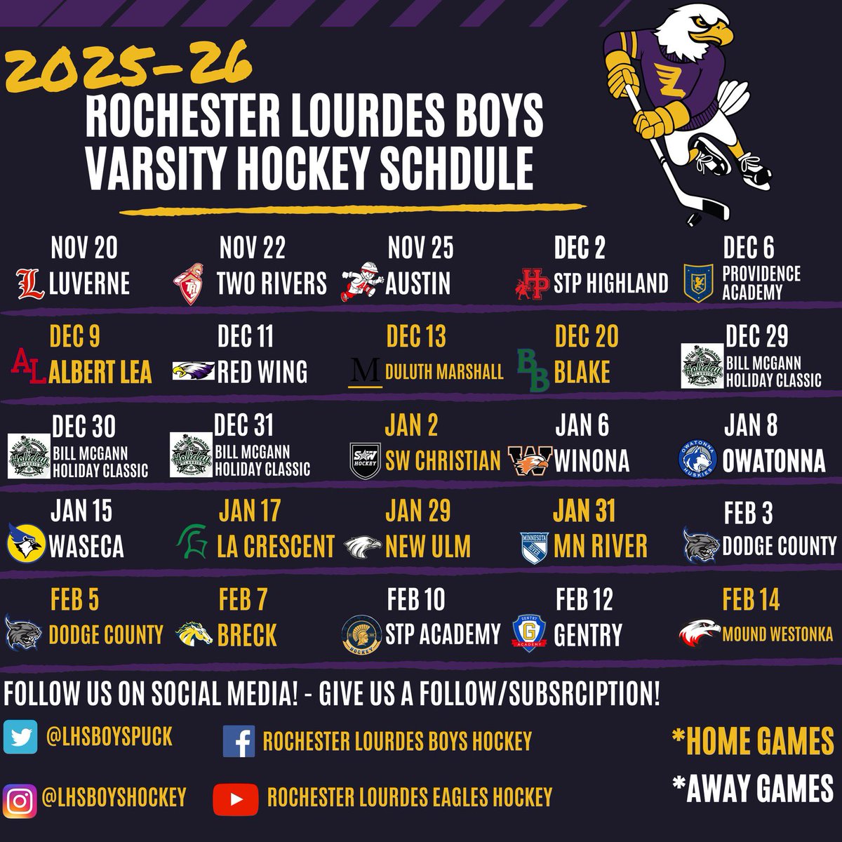 Lourdes Eagles Hockey (@lhsboyspuck) on Twitter photo 🚨 2025-2026 SEASON SCHEDULE 🚨 
<a href="/LHSEagles/">LHS Eagles Activities</a> <a href="/PBFeldy/">Jason Feldman</a> <a href="/ClassAHockeyGuy/">ClassAGuy</a> 🚨 2025-2026 SEASON SCHEDULE 🚨 
<a href="/LHSEagles/">LHS Eagles Activities</a> <a href="/PBFeldy/">Jason Feldman</a> <a href="/ClassAHockeyGuy/">ClassAGuy</a>