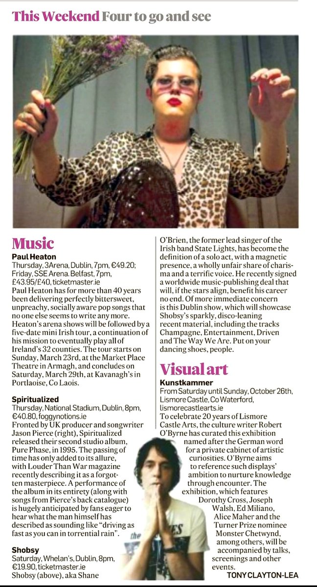 Shobsy (@shobsymusic) on Twitter photo Thanks <a href="/TonyClaytonLea/">Tony Clayton-Lea</a> for recommendation in <a href="/IrishTimes/">The Irish Times</a>. Tickets running low now ahead of tomorrow's show - ticketmaster.ie/shobsy-tickets… Thanks <a href="/TonyClaytonLea/">Tony Clayton-Lea</a> for recommendation in <a href="/IrishTimes/">The Irish Times</a>. Tickets running low now ahead of tomorrow's show - ticketmaster.ie/shobsy-tickets…