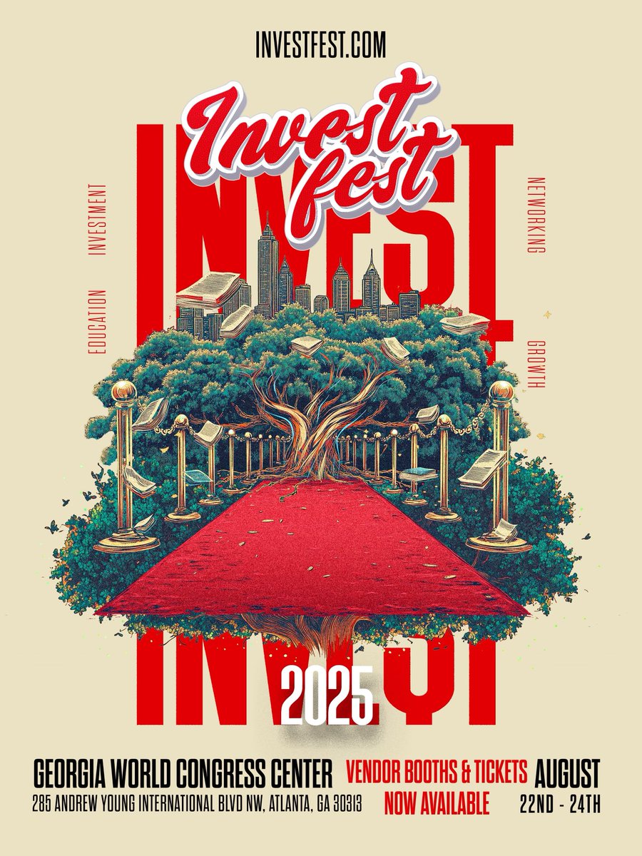 EarnYourLeisure's tweet image. The world’s biggest business festival is back this summer in ATL 8/22-8/24. Business, Culture, Tech, Investing, and Entertainment all under one roof 🏟️

Click the link below under the Invest Fest tab to grab presale tickets and vendor booths now 🎟️!

investfest.com