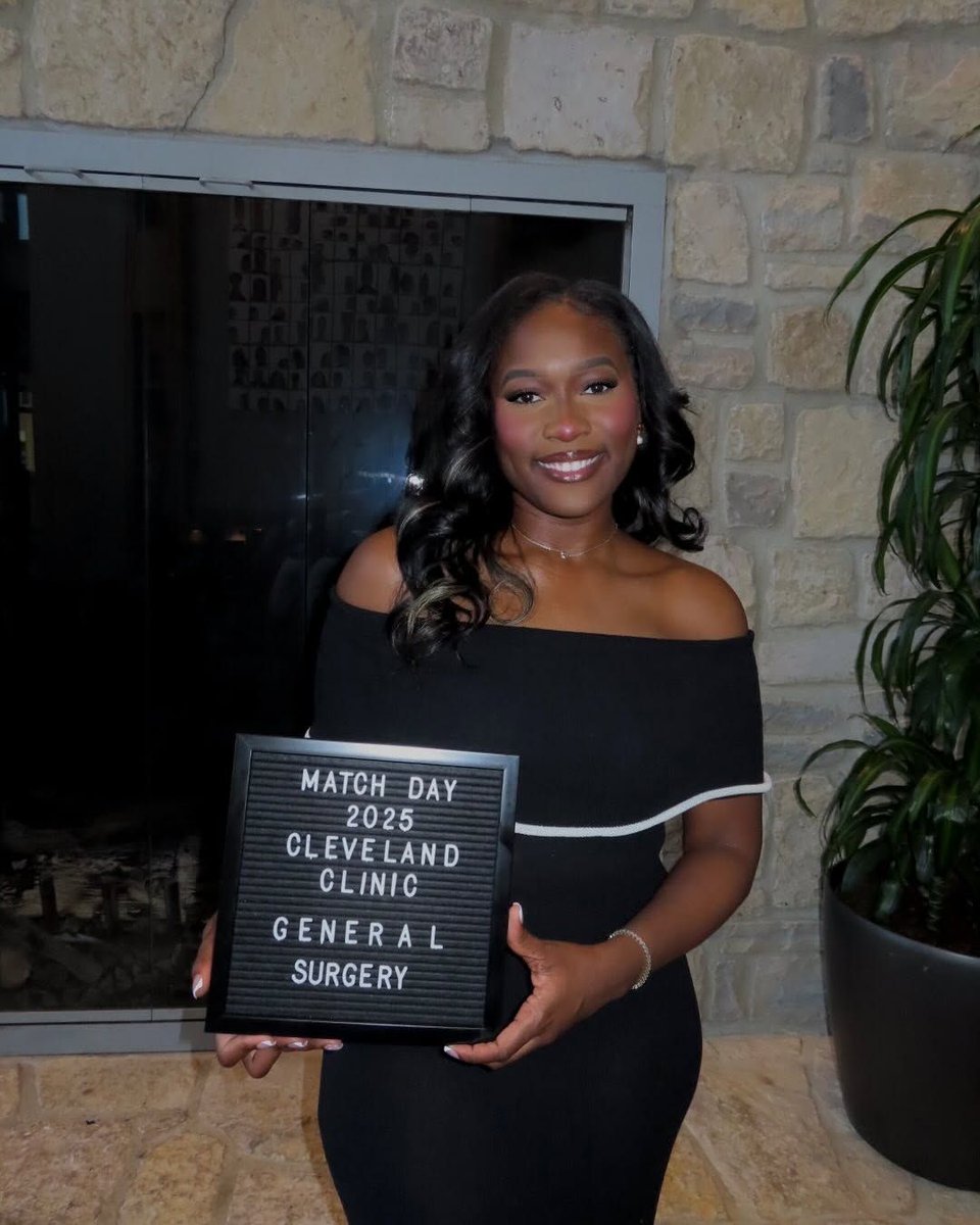MelaninDocTweet's tweet photo. MATCHED! 🎉 Congrats to @love_azap for securing her dream residency at @clevelandclinic! 🩺✨ She’s officially stepping into her surgeon era, and we’re so proud! Drop a 👏🏾 to celebrate her big win! #ISSAMatch #Match2025 #BlackDoctors https://t.co/enomJuP1L2