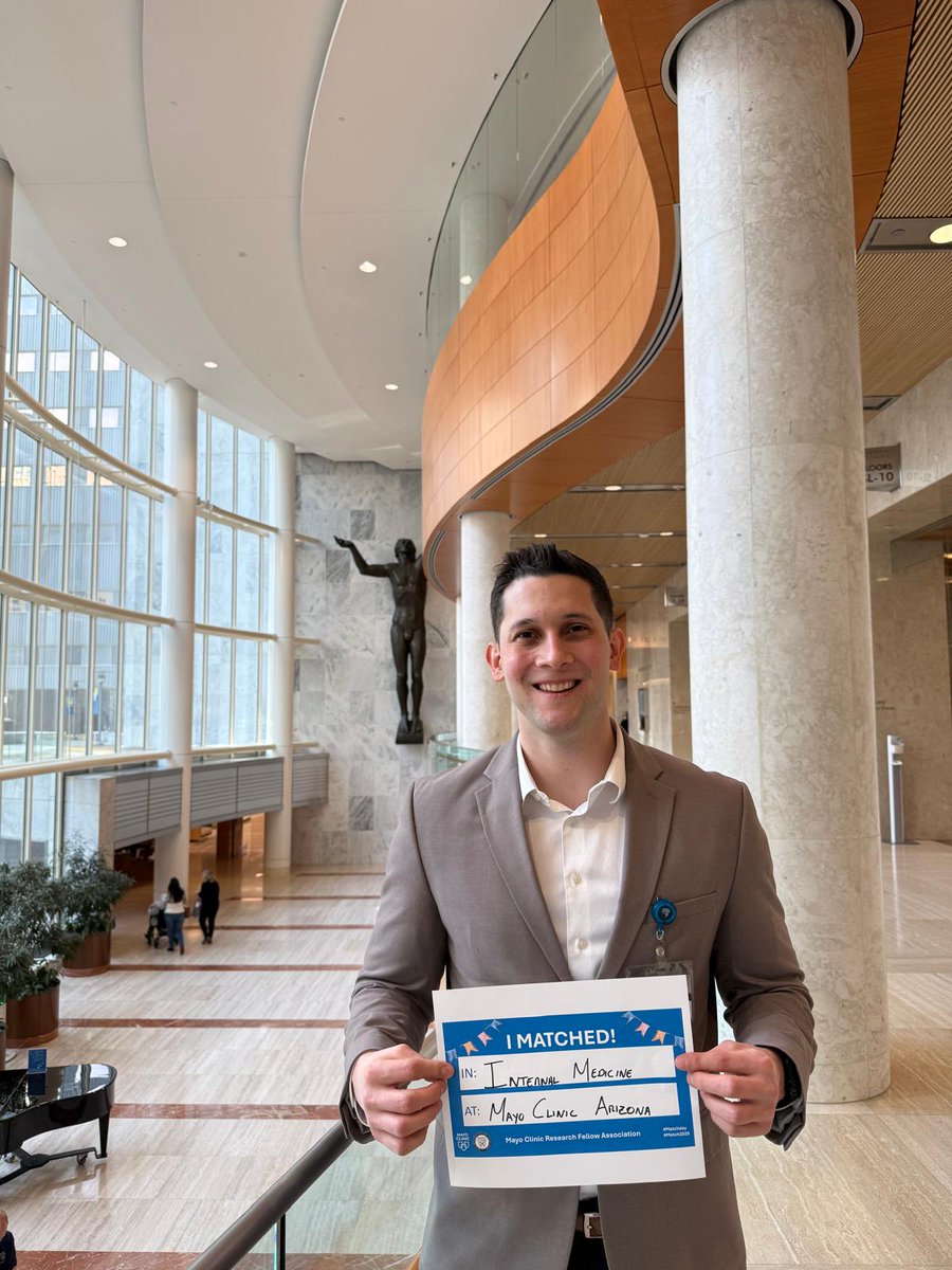 So excited to announce that I have matched in IM at <a href="/MayoAZ_IMRES/">Mayo Clinic Internal Medicine Residency- Arizona</a> 🎉!!!
Beyond grateful to my fiancée, family, friends, and mentors who helped me along the way to get here. 🙏

Going back to the desert🦎🐍🌵!!!
#MatchDay2025  #MATCH2025