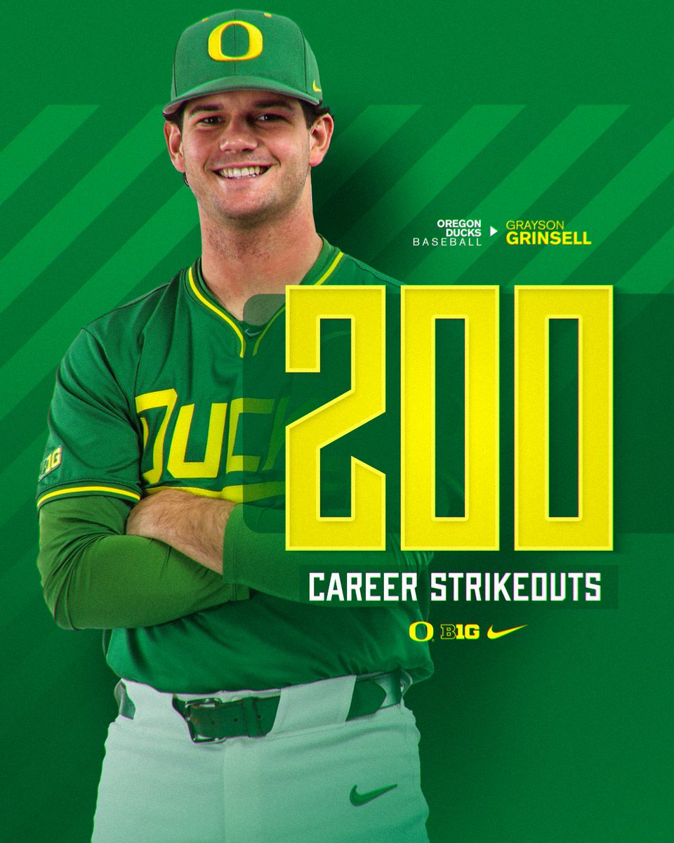 Oregon Duck Baseball (@oregonbaseball) on Twitter photo πππ ππ¨π« ππ«ππ²π¬π¨π§
With a first inning K, <a href="/graysongrinsell/">Grayson Grinsell</a> becomes just the sixth pitcher in program history to record 200 strikeouts. #GoDucks πππ ππ¨π« ππ«ππ²π¬π¨π§
With a first inning K, <a href="/graysongrinsell/">Grayson Grinsell</a> becomes just the sixth pitcher in program history to record 200 strikeouts. #GoDucks