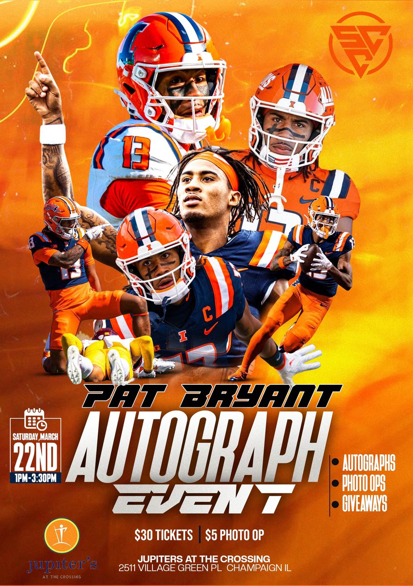 Come out one last time to hang with <a href="/duvalpat3/">𝑷𝑨𝑻 𝑩𝑹𝒀𝑨𝑵𝑻 ¹³</a> tomorrow, Saturday March 22nd from 1:00-3:30 CST at Jupiters at the Crossing.  Pat will be signing autographs, doing photo ops, and watching March Madness.  #ILL #FamILLy #SCC #Jupiters