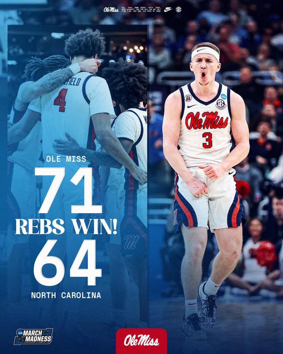 𝐌𝐎𝐕𝐈𝐍𝐆 𝐎𝐍!
We take down UNC to advance to the Second Round in Milwaukee!!!

#HottyToddy x #Culture