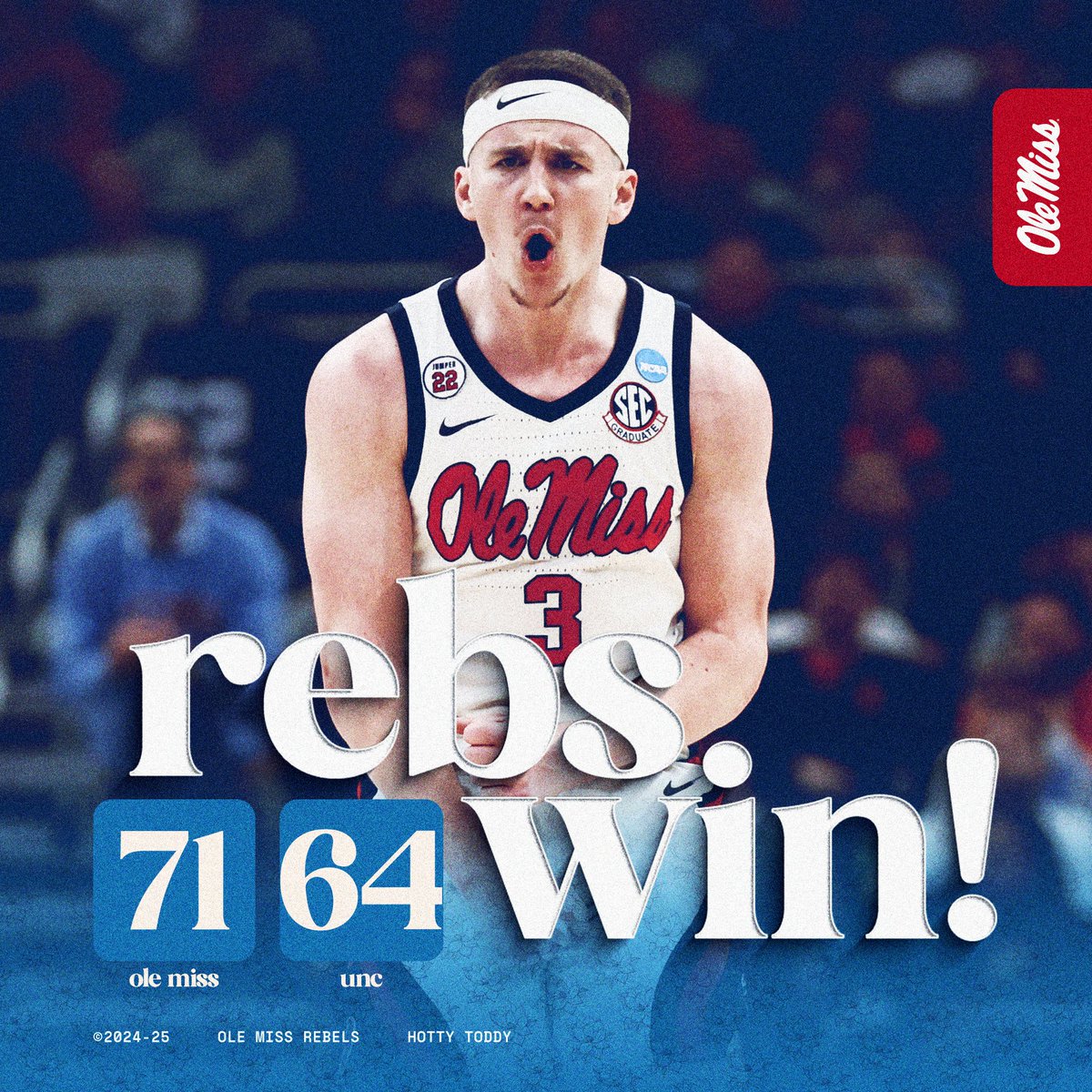 Ole Miss Athletics (@olemisssports) on Twitter photo Still dancing! <a href="/OleMissMBB/">Ole Miss Men’s Basketball</a> takes down UNC to advance in the NCAA Tournament. Still dancing! <a href="/OleMissMBB/">Ole Miss Men’s Basketball</a> takes down UNC to advance in the NCAA Tournament.