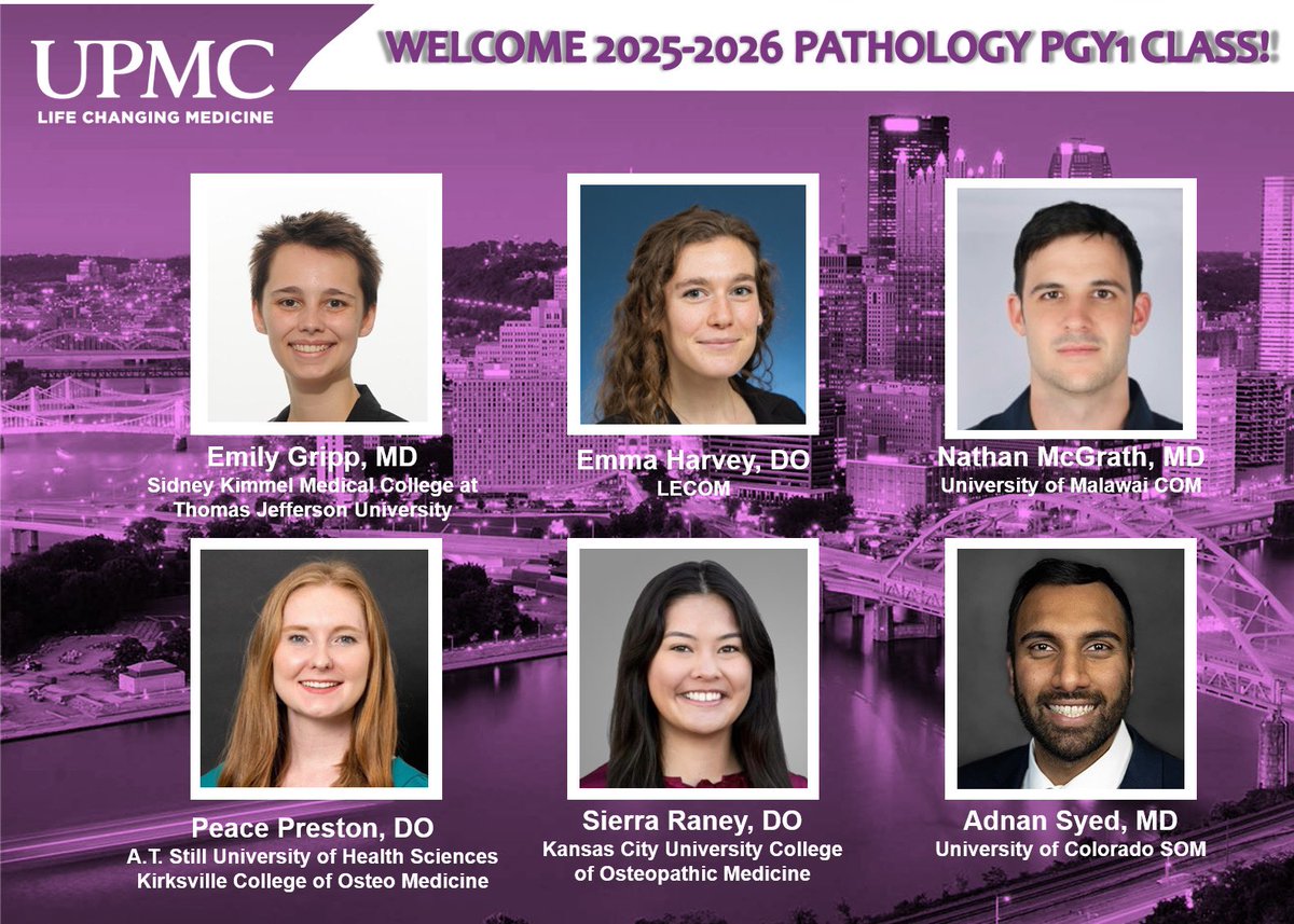 UPMC Pathology Residency Program (@upmcpath) on Twitter photo We are thrilled to present the new <a href="/UPMCPath/">UPMC Pathology Residency Program</a> 2025 Pathology PGY1 Residents! Welcome to <a href="/UPMCPathology/">UPMC Pathology</a>, <a href="/UPMC/">UPMC</a>, and <a href="/PittTweet/">University of Pittsburgh</a>. We wish you a productive and fulfilling journey during the four years (and hopefully more) <a href="/Pittsburgh/">City of Pittsburgh</a> #Match2025 #MatchDay2025 We are thrilled to present the new <a href="/UPMCPath/">UPMC Pathology Residency Program</a> 2025 Pathology PGY1 Residents! Welcome to <a href="/UPMCPathology/">UPMC Pathology</a>, <a href="/UPMC/">UPMC</a>, and <a href="/PittTweet/">University of Pittsburgh</a>. We wish you a productive and fulfilling journey during the four years (and hopefully more) <a href="/Pittsburgh/">City of Pittsburgh</a> #Match2025 #MatchDay2025