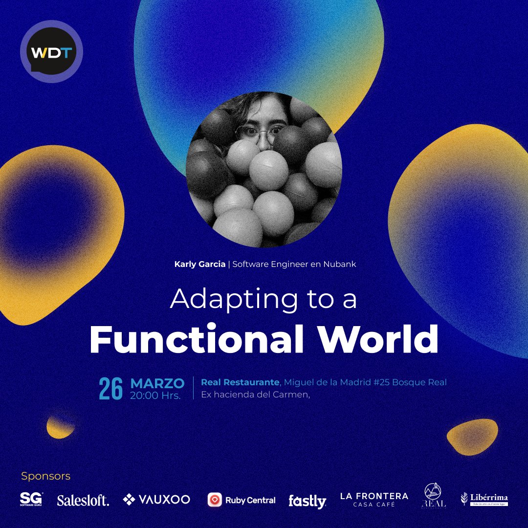 webdevtalksmx's tweet image. Nuestro segundo speaker confirmado para esta sesión!!! 👏
Speaker: Karly García, Software Developer en Nubank
Charla: "Adapting to a Functional World"
ENTRADA SOLO CON QR 26/Marzo 8pm - Real Restaurante 🎟️🎟️🎟️
wdt-marzo-2025.boletia.com