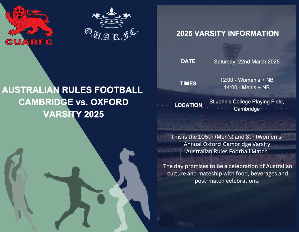 OUARFC's tweet image. As the players get ready for tomorrows big dance 🕺💃 a quick reminder of the details for the 2025 Varsity AFL