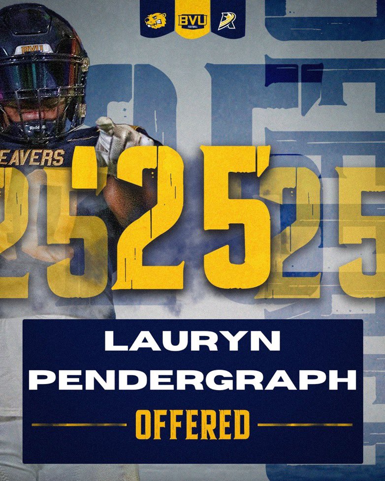 Lauryn Pendergraph (@lp_sportzwlrd) on Twitter photo AGTG After a conversation with <a href="/CoachRethman/">Tom Rethman</a> I’m blessed to receive an offer from <a href="/BVU_Football/">BVU Football</a>
<a href="/FHSRACCOONFB/">FRISCO HS FOOTBALL</a> <a href="/CoachHarbert/">Jeff Harbert</a> <a href="/jonreid40/">Jonathon Reid</a> <a href="/kitso01/">CoachKitso01</a> AGTG After a conversation with <a href="/CoachRethman/">Tom Rethman</a> I’m blessed to receive an offer from <a href="/BVU_Football/">BVU Football</a>
<a href="/FHSRACCOONFB/">FRISCO HS FOOTBALL</a> <a href="/CoachHarbert/">Jeff Harbert</a> <a href="/jonreid40/">Jonathon Reid</a> <a href="/kitso01/">CoachKitso01</a>