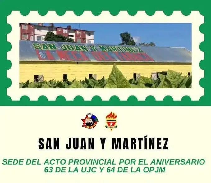 #SanJuanyMartínez  sede del acto por el 63 aniversario de la #UJC y 64 de la #OPJM #PinarXNuevasVictoria #siemprejoven
#JuvenilMartiano
#UJCdeCuba ❤️🇨🇺