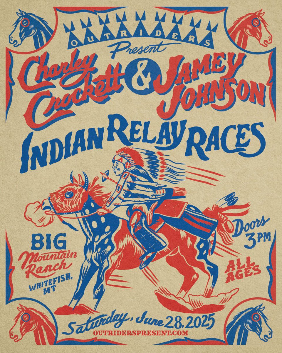 Headed to the Big Mountain Ranch in Whitefish, MT on June 28th with Jamey Johnson in support of the Wolves Den Youth Center, a nonprofit dedicated to empowering Lakota youth through mentorship, culture, and engagement. Tickets go on sale next Friday, 3/28: charleycrockett.com/tour