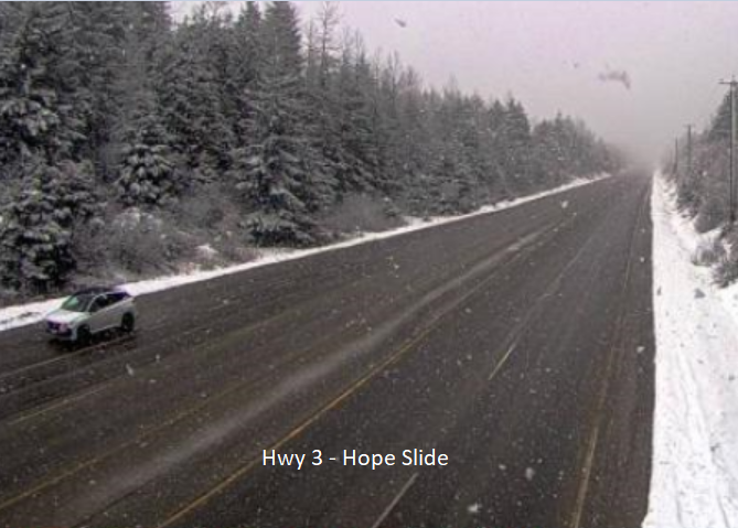 DriveBC's tweet photo. ❄️Snowfall Warnings remain in effect for:

#BCHwy5 - #HopeBC to #MerrittBC
#BCHwy3 - #HopeBC to #PrincetonBC via Allison Pass

These highways could receive up to 20 to 30cm of snow by this evening. Use caution and check https://t.co/yVVq38WOJL for webcam views and road conditions.