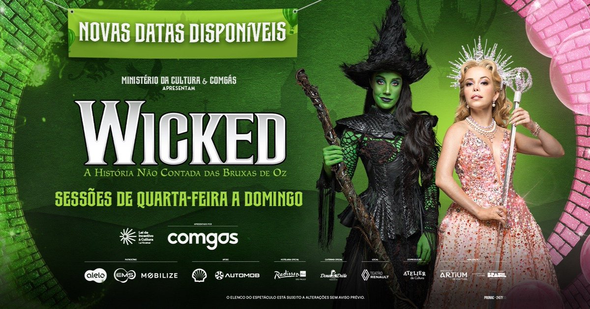 alloveproject's tweet image. 🎭 DOAÇÃO DE UM INGRESSO PARA VER "WICKED" AMANHA EM SÃO PAULO 

📍Teatro Renault, 19h30

• Seguir o ATL no Instagram,  Twitter e TikTok. 

• Dar RT e FAV nesse tweet

• Comentar "EU QUERO ATL" e marcar dois amigos

👇🏼  PRINTS NOS COMENTÁRIOS
