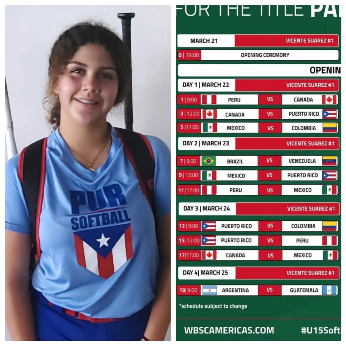 Makayla Megnauth (@makaylamegnauth) on Twitter photo First game is tomorrow for the Pan American games. I'm excited to represent Puerto Rico with my teammates. Thank you everyone for all the love and support. Here is the link to watch live β€οΈπ₯πͺππ
π΅π·
gametime.sport/?fbclid=IwY2xjβ¦
<a href="/TopPreps/">College Coaches / Scouts / College Recruiters</a> <a href="/CoastRecruits/">Coast 2 Coast Recruits</a> <a href="/LegacyLegendsS1/">Legacy & Legends Softball</a> <a href="/SBRRetweets/">Softball Recruiting Reposts</a> First game is tomorrow for the Pan American games. I'm excited to represent Puerto Rico with my teammates. Thank you everyone for all the love and support. Here is the link to watch live β€οΈπ₯πͺππ
π΅π·
gametime.sport/?fbclid=IwY2xjβ¦
<a href="/TopPreps/">College Coaches / Scouts / College Recruiters</a> <a href="/CoastRecruits/">Coast 2 Coast Recruits</a> <a href="/LegacyLegendsS1/">Legacy & Legends Softball</a> <a href="/SBRRetweets/">Softball Recruiting Reposts</a>