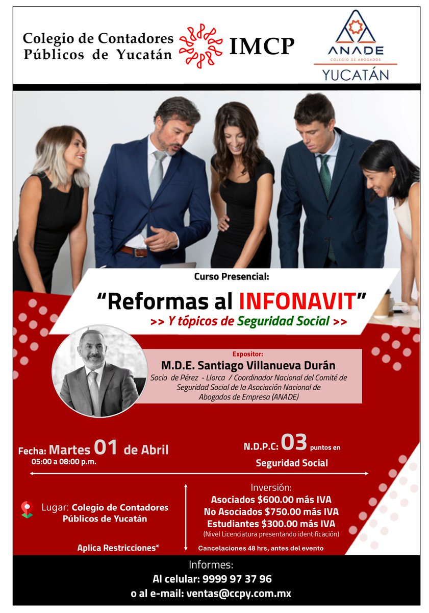 ¡Descubre más sobre las "𝐑𝐞𝐟𝐨𝐫𝐦𝐚𝐬 𝐚𝐥 𝐈𝐍𝐅𝐎𝐍𝐀𝐕𝐈𝐓 𝐲 𝐭ó𝐩𝐢𝐜𝐨𝐬 𝐝𝐞 𝐒𝐞𝐠𝐮𝐫𝐢𝐝𝐚𝐝 𝐒𝐨𝐜𝐢𝐚𝐥"! Te invitamos a participar en nuestro Curso Presencial, donde el M.D.E. Santiago Villanueva Durán, compartirá su valiosa experiencia y conocimientos.