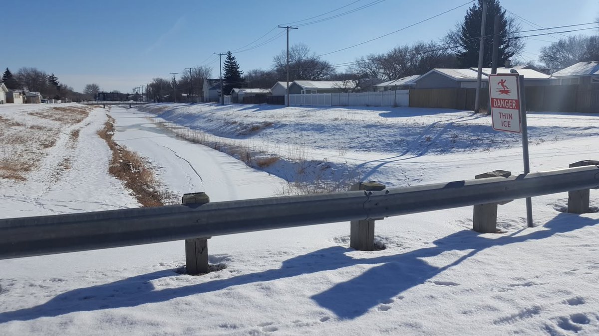 Please keep yourself and your pets away from storm channels as the banks can be slippery, and ice is thin. 

In an emergency, call 9-1-1.