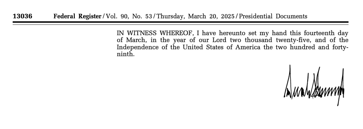 It's in the federal register with his signature on it, dated March 14. govinfo.gov/content/pkg/FR…