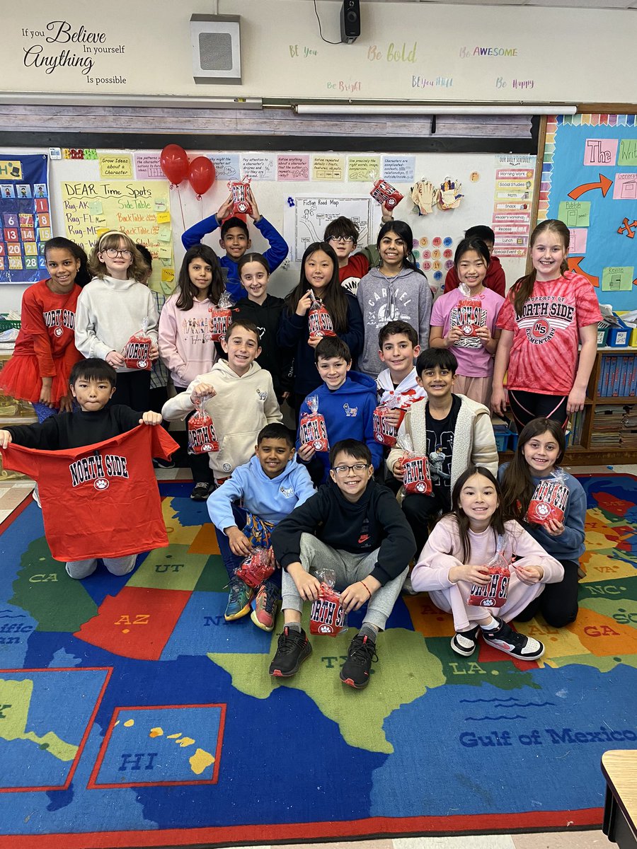 We are on team red for North Side ROCKS! Thanks to the PTO for our new red t-shirts! <a href="/NorthSideEW/">North Side School</a> #ewlearns