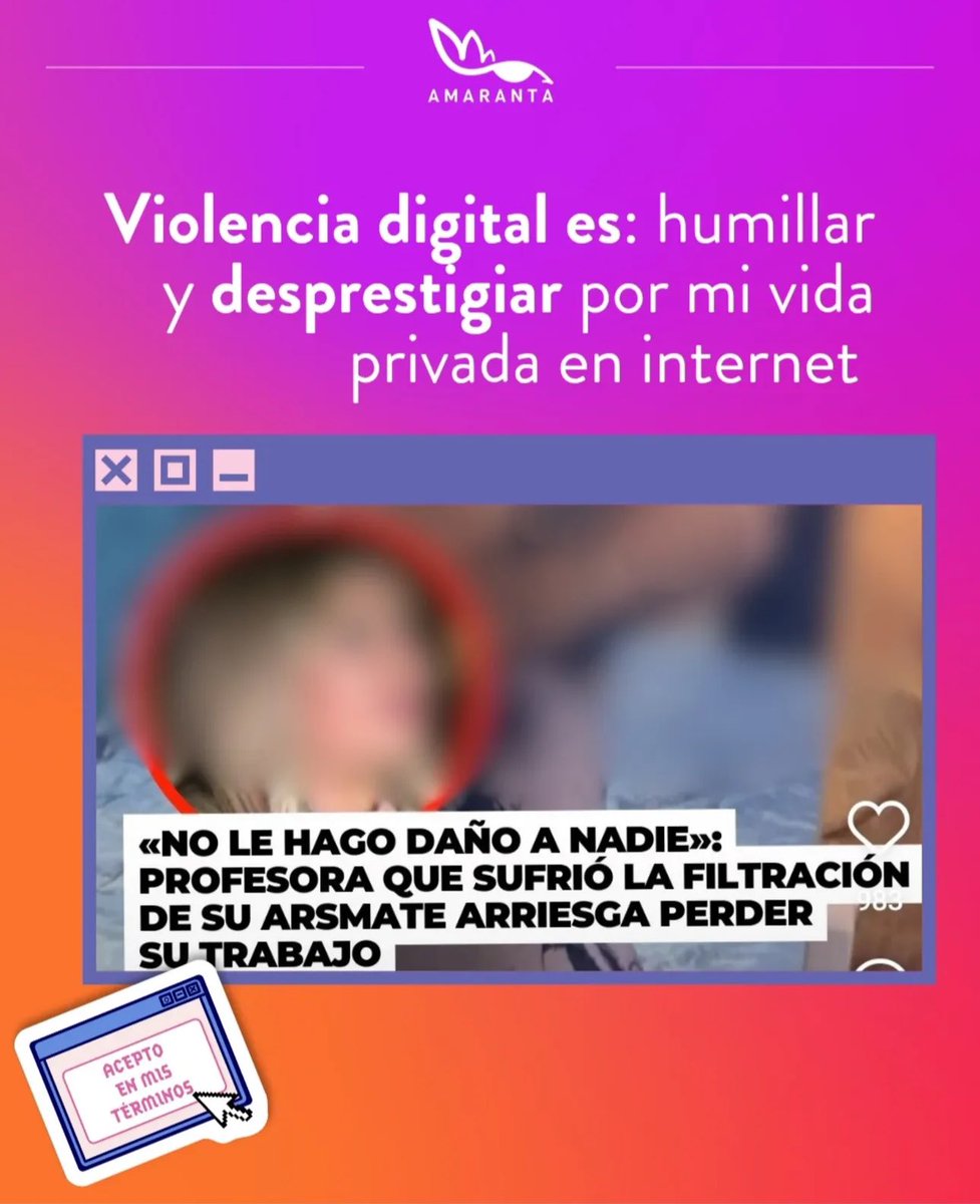 AmarantaOng's tweet photo. Ante esta noticia queremos recordarle a los medios: nuestra vida privada en Internet no es motivo para amedrentar, humillar,  desprestigiar o exponer. 

Recordamos que #digitalesreal. Tenemos derecho a vivir en línea de manera libre y tranquila. https://t.co/KtA2Z4shzT