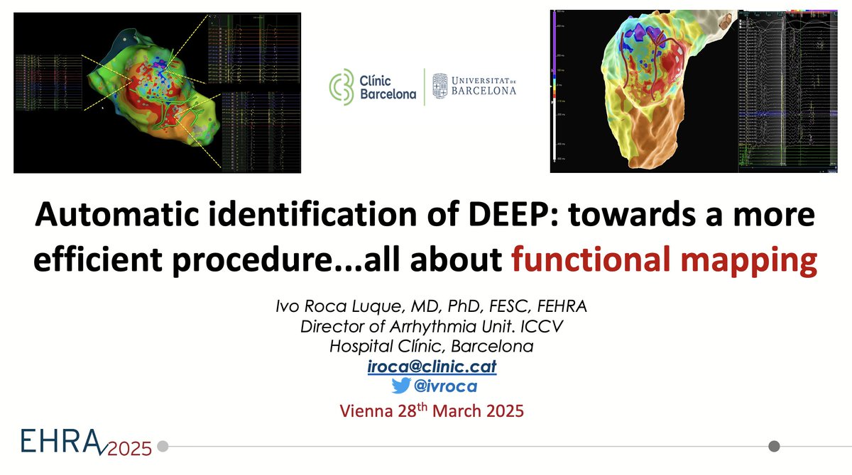 Ivo Roca, FEHRA, FESC (@ivroca) on Twitter photo 1 week for #EHRA2025 with EHRA Ablation Innovation Summit. A pleasure to discuss about Functional mapping, #S3protocol (pubmed.ncbi.nlm.nih.gov/38819348/) and new DEEP automatization.
esc365.escardio.org/presentation/2…
<a href="/EHRAPresident/">EHRAPresident</a> <a href="/martaderiva/">Marta de Riva</a> <a href="/aportasanchez/">Andreu Porta Sánchez</a> <a href="/NTrayanova/">NataliaTrayanova</a> <a href="/hospitalclinic/">Hospital Clínic</a> 1 week for #EHRA2025 with EHRA Ablation Innovation Summit. A pleasure to discuss about Functional mapping, #S3protocol (pubmed.ncbi.nlm.nih.gov/38819348/) and new DEEP automatization.
esc365.escardio.org/presentation/2…
<a href="/EHRAPresident/">EHRAPresident</a> <a href="/martaderiva/">Marta de Riva</a> <a href="/aportasanchez/">Andreu Porta Sánchez</a> <a href="/NTrayanova/">NataliaTrayanova</a> <a href="/hospitalclinic/">Hospital Clínic</a>