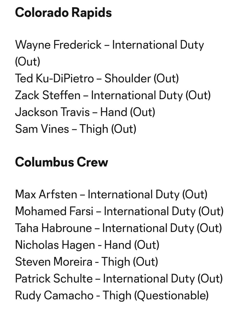 NeilimeB's tweet image. Rapports de disponibilité de MLS 🇺🇸 

La liste est longueeeeeeeee