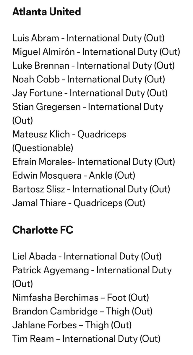 NeilimeB's tweet image. Rapports de disponibilité de MLS 🇺🇸 

La liste est longueeeeeeeee