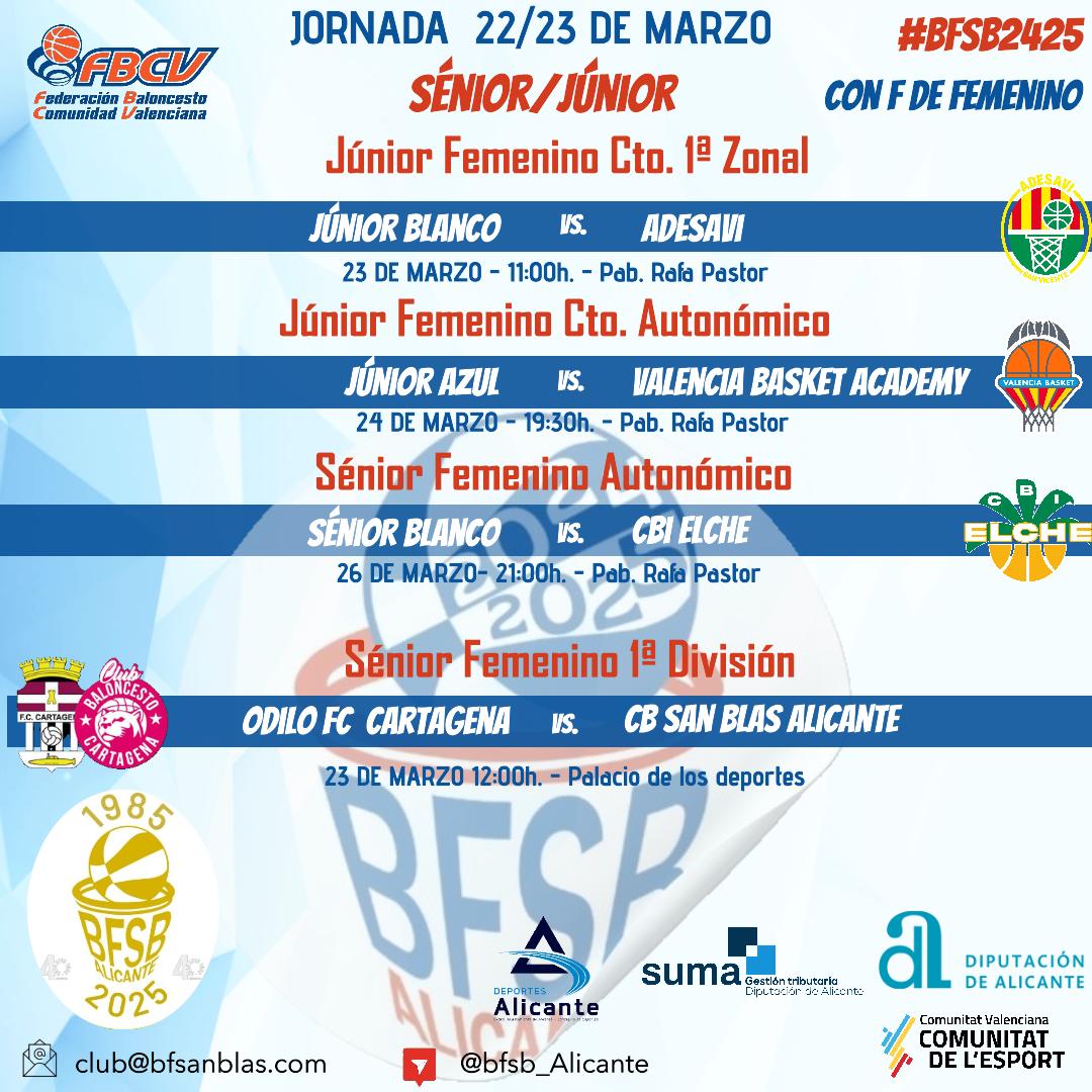 #BFSB2425 | 𝓒𝓞𝓝 𝓕 𝓓𝓔 𝓕𝓔𝓜𝓔𝓝𝓘𝓝𝓞 <a href="/fbcv_es/">FBCV</a>

Mañana 22/03 hay que madrugar para animar a las chicas del Infantil Blanco frente al @lucentumacademy 

Por ellas, por el Baloncesto Femenino
#somosbfsb🤍💙❤️
#SomosSanBlas #Alicante
#40aniversario
