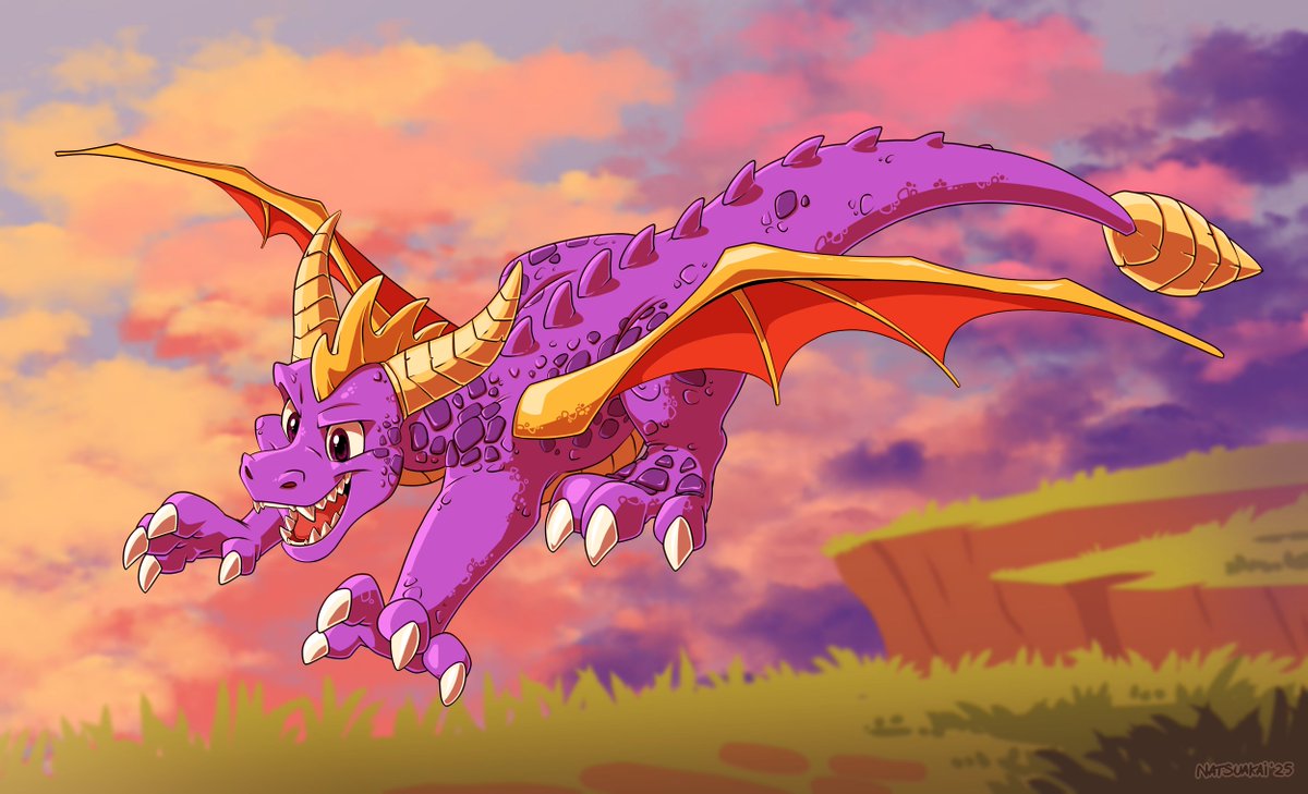 This time the community of Hiryu's Coffee Place chose the purple little dragon for Fan Art Friday event, so here you go, Spyro art to cleanse your timeline~