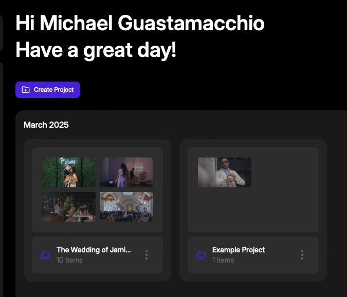 We’ve worked with 20,000+ wedding filmmakers over 13 years.

✅ Speed = more referrals
✅ Presentation drives value
✅ Filmmakers need control

We’re making big changes at MediaZilla—more intuitive, more flexible, built for you.

Big updates coming soon!