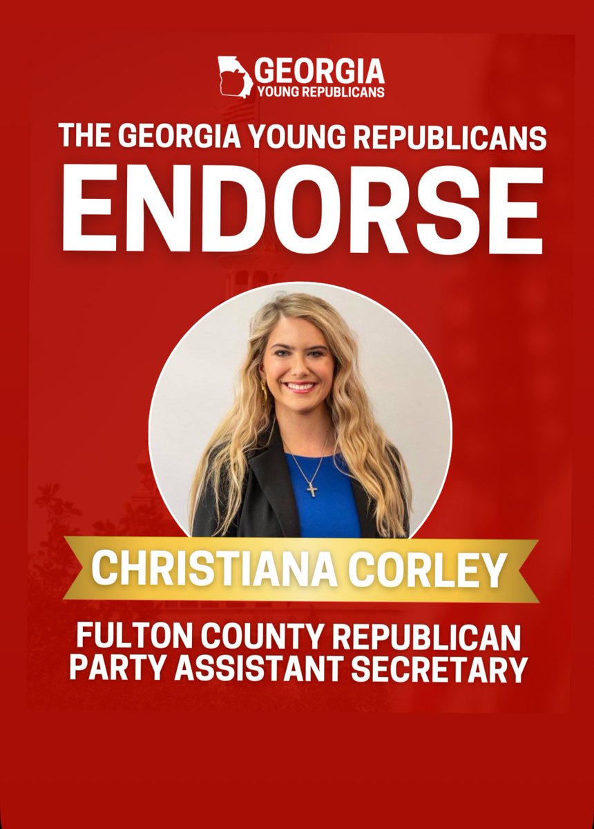 christianacorl3's tweet photo. As a YR, I’m super passionate about making a difference in my @FultonGaGOP County! 

I feel that I have the skills that are needed for this role to continue to make it grow! 

Hope to have y’all’s support tomorrow morning! 

Thank you 🇺🇸 https://t.co/IyQHyErChp