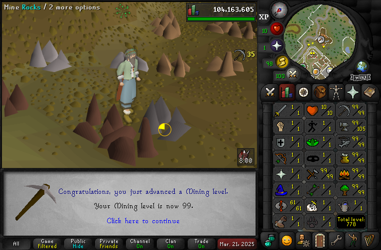 Flohme's tweet photo. After quite the hiatus that's Mining finished on the F2P now to slowly do RC for max🥲 https://t.co/O6Q1mvOzoB