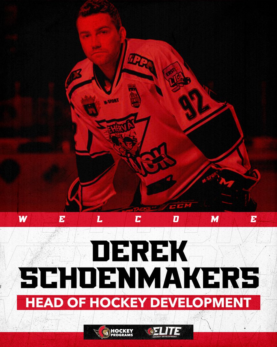 We are proud to introduce Derek Schoenmakers as the new Head of Hockey Development for the Ottawa Senators Hockey Programs and Senators Elite Hockey Development‼️
