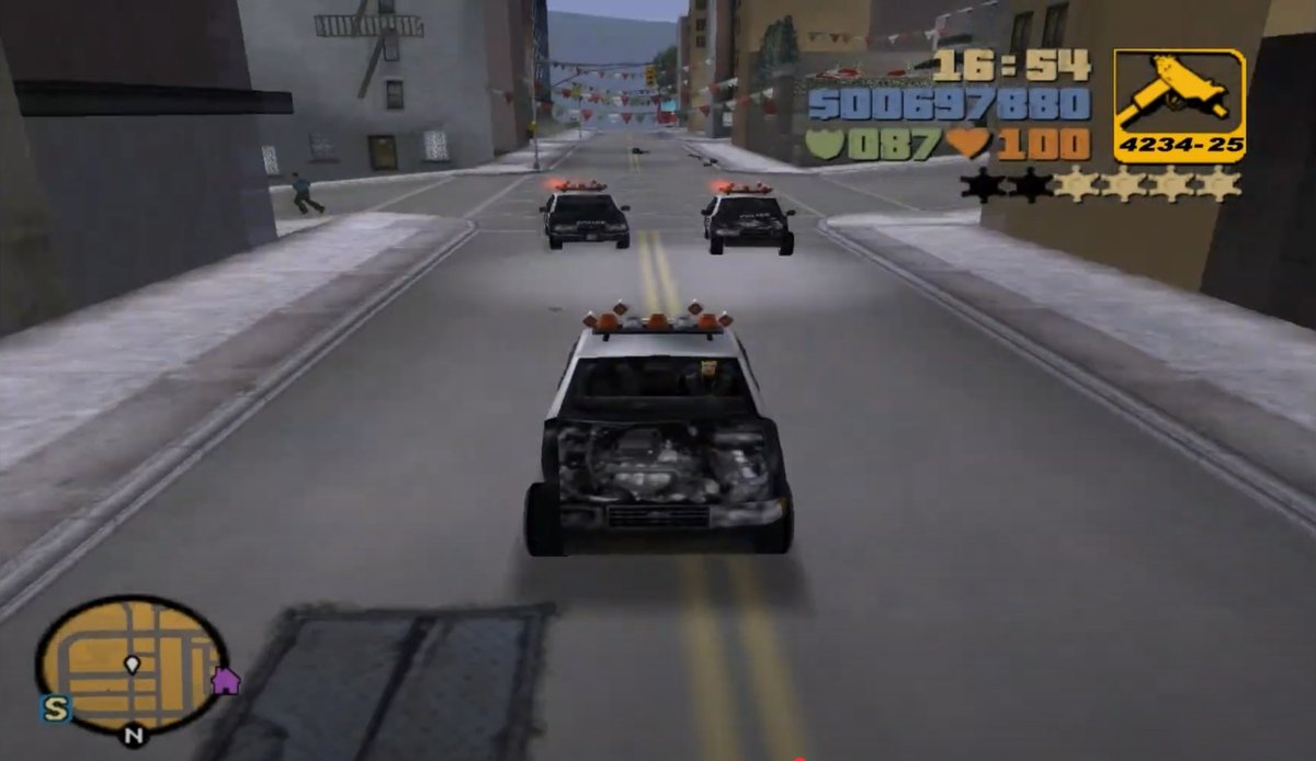 In gta3, cop AI uses 3 driving behaviours:

Ramming. Simply driving towards the players’ position at full speed.

Blocking. Moving towards a point ahead or behind the player car and stopping there.

Following. The police car would keep its distance and only approach when too far