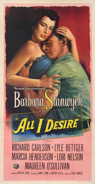 #ComingUpOnTCM 

ALL I DESIRE (1953) Barbara Stanwyck, Richard Carlson, Lyle Bettger 
Dir.: Douglas Sirk 5:00 PM PT  

An actress who has been estranged from her family returns home.  

1h 19m | Melodrama | TV-G  

#TCM #TCMParty