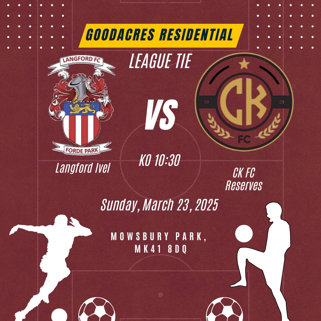 🚨 UPCOMING FIXTURE 🚨 

This weekends Ivel action takes us to Bedford to play our first and potentially only game of the season against CK FC Reserves.