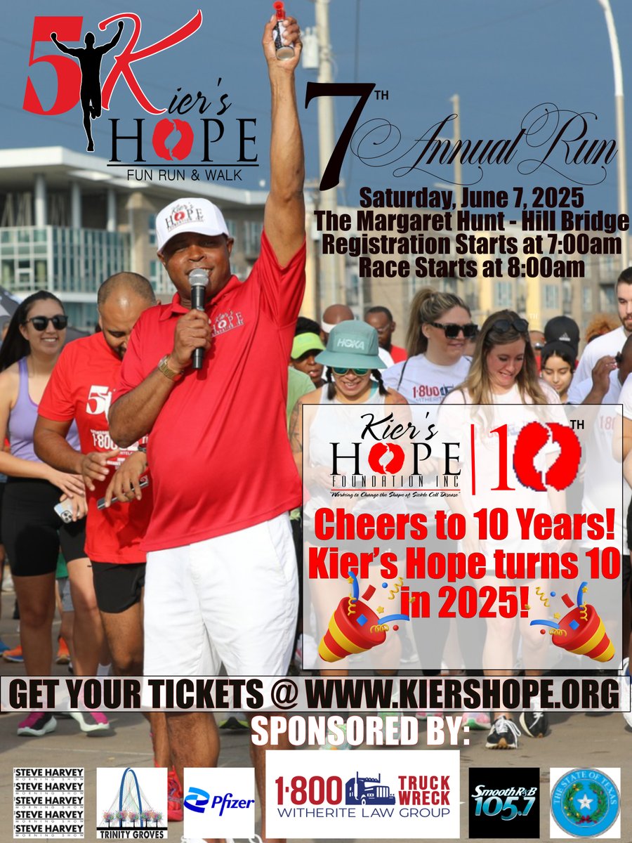 EEERRRRRRRBBBOOODDDYYY!!!!!!
Cheers to 10 Years with Kier's Kier's HOPE Foundation Incorporated! Join us for our 7th Annual Kier's Hope 5K Run and Fun Walk, Saturday, June 7, 2025.   Early-Bird tickets are $25. KiersHope.org.
