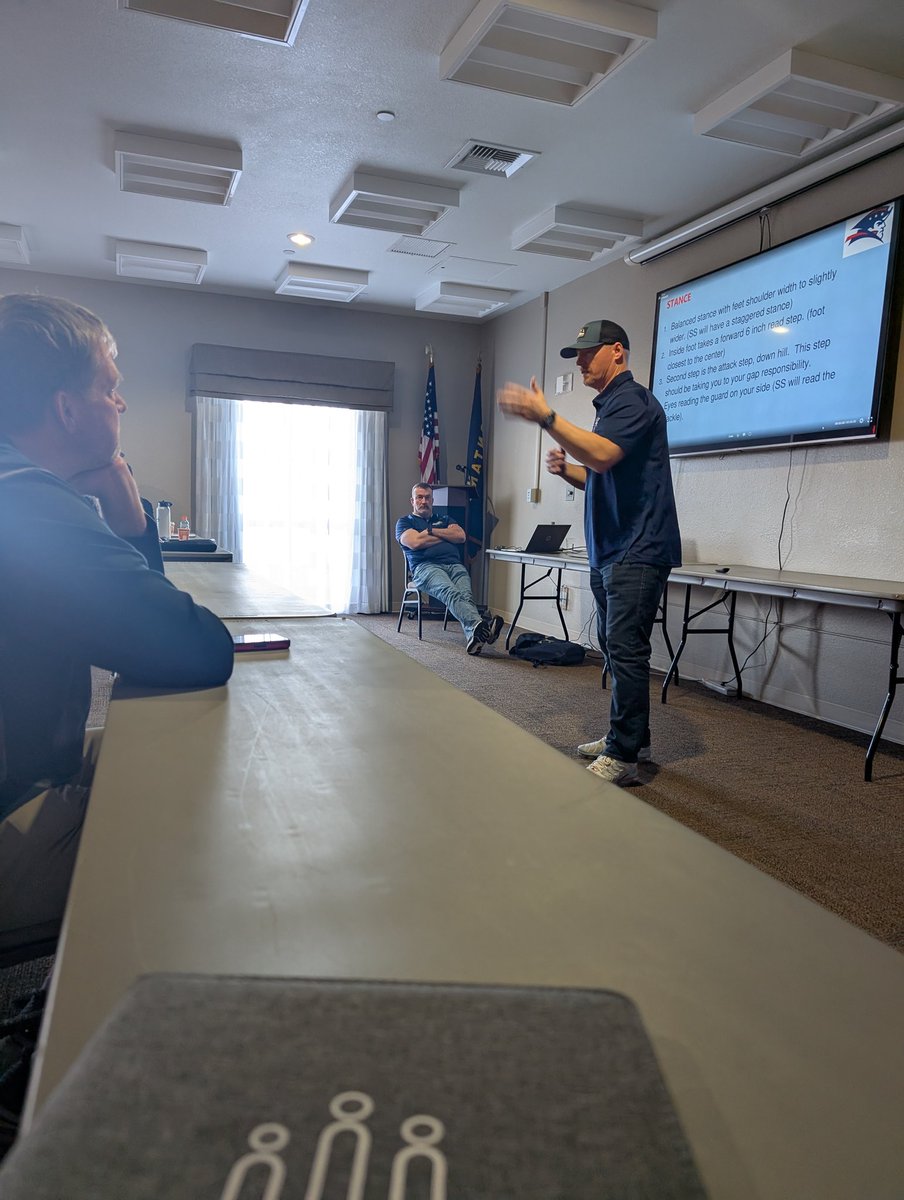 Gap Down - OL Football (@ol_gapdownfb) on Twitter photo Coach Broz sharing Patriot LB play at the Dan Stanton Memorial Coaches Clinic. Thx <a href="/BlueHawkFB/">Dickinson State Football</a> for hosting! Coach Broz sharing Patriot LB play at the Dan Stanton Memorial Coaches Clinic. Thx <a href="/BlueHawkFB/">Dickinson State Football</a> for hosting!