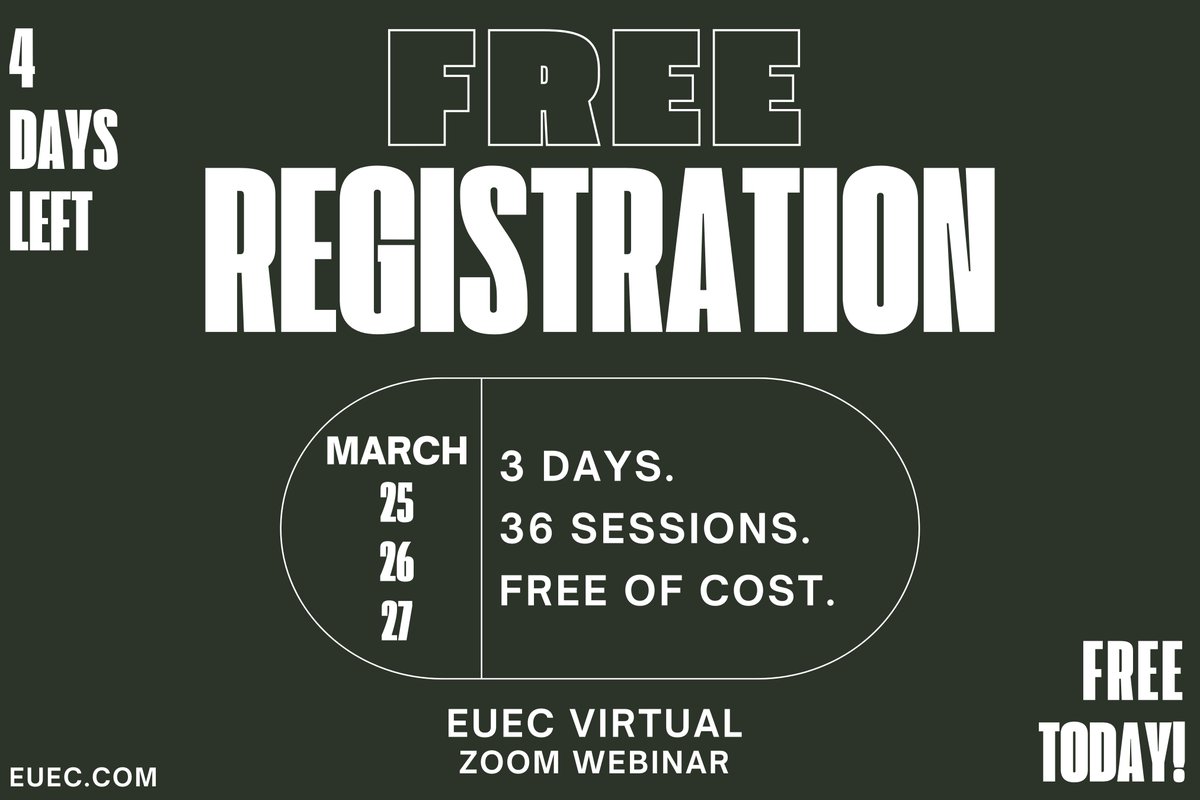 Just 4 days until #EUEC2025 📷
📷 FREE | 📷 36 speakers | 📷 100% Virtual
Join us March 25–27 for the future of energy, utilities, and environment.
📷 euec.com/2025-free-regi…