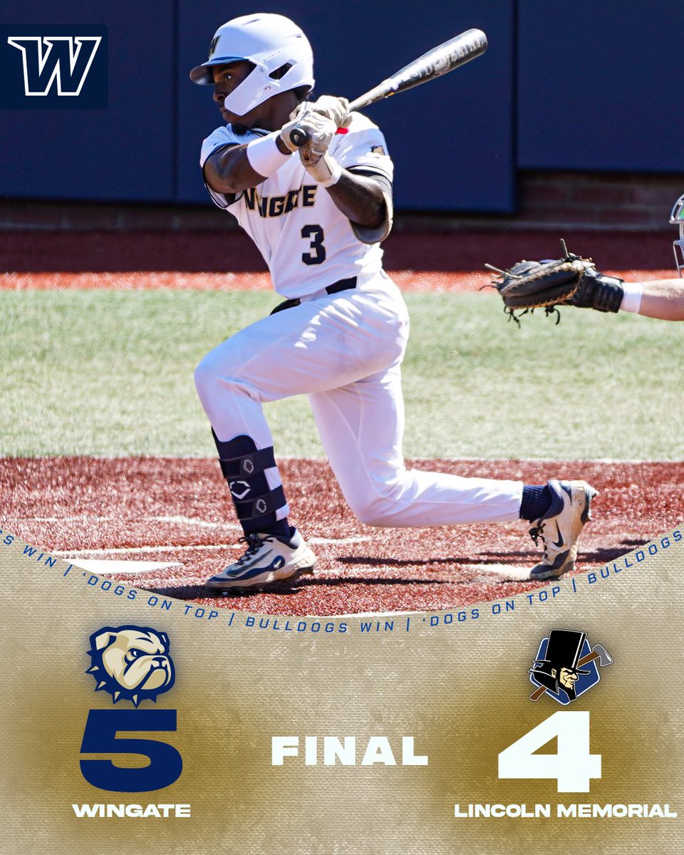 Wingate Bulldogs (@wu_bulldogs) on Twitter photo BULLDOGS WIN!!!!!
<a href="/WingateBaseball/">Wingate Baseball</a> opens the 3-game SAC series with a 5-4 victory over LMU!
Evans drove in 2 runs on the day; Dixon also had an RBI!
Win for Hoover, 2-inning save for Harvey
#OneDog BULLDOGS WIN!!!!!
<a href="/WingateBaseball/">Wingate Baseball</a> opens the 3-game SAC series with a 5-4 victory over LMU!
Evans drove in 2 runs on the day; Dixon also had an RBI!
Win for Hoover, 2-inning save for Harvey
#OneDog