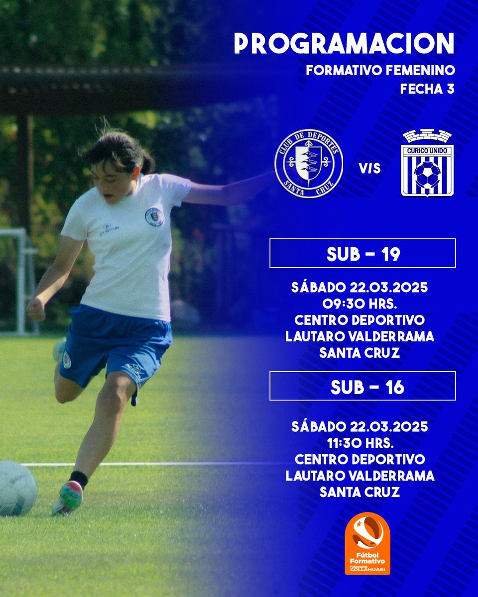 📆Programación de nuestro fútbol femenino para este fin de semana 💪🏽

#VamosSantaCruz🤍💙