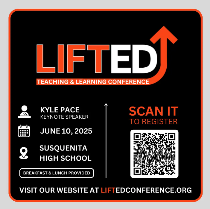 We are thrilled to announce the LIFTED2025 Teaching and Learning Conference, a free event designed to inspire and enrich our educational community. The conference is scheduled to take place on June 10, 2025 at Susquenita High School.
