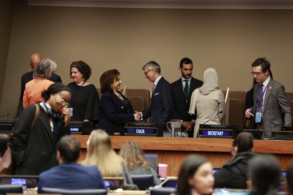UN_Women's tweet image. ✨CSW69: A Milestone for Gender Equality✨ 

🤝 Political Declaration adopted by consensus!
🤩 New record: Over 5,845 civil society participants!

As #CSW69 ends &amp;amp; #CSW70 begins, it’s time for bold action, funding, &amp;amp; political will #ForAllWomenAndGirls.

📸unwo.men/3Gip50Vmyv5