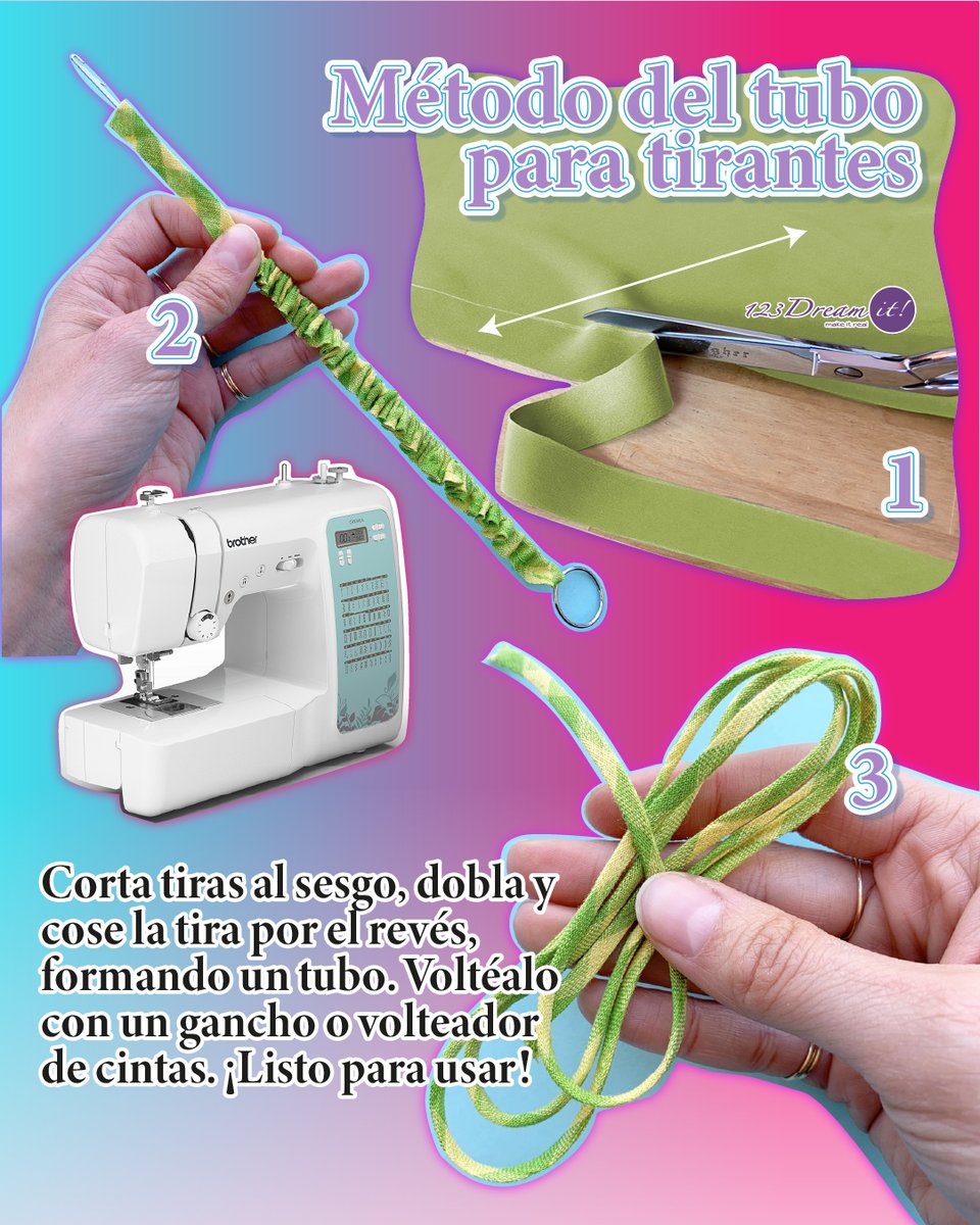 123dreamit's tweet image. 🪡👗 ¿Tirantes delgaditos? ¡Sí, por favor! 💖 Descubre 3 formas de hacer tirantes de &quot;espagueti&quot; como una experta. 🧷 Corre a ver el paso a paso en las siguientes imágenes que preparamos para ti. #DIYModa #CosturaFácil #123Dreamit