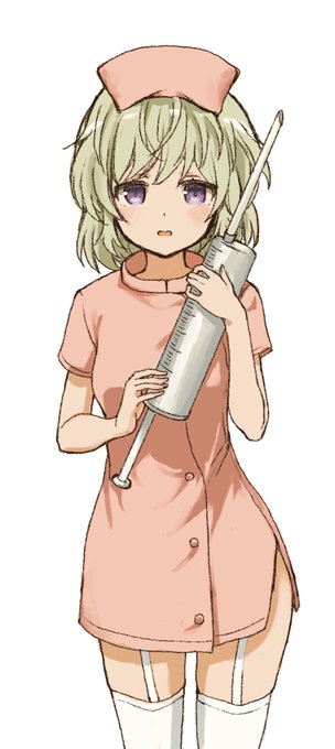 あくしず今月号の #はいふり ピンナップのナースがすばらしかったので立石志摩ver.を。ぶっといのを持ってますね。 