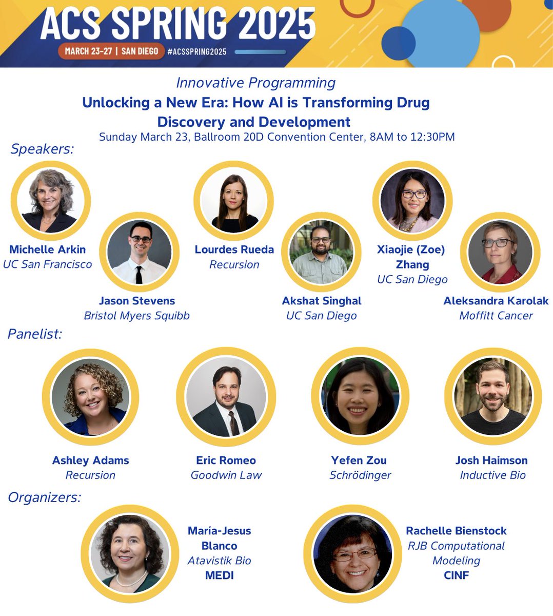I am speaking at this year #ACSspring2025. 

The session title is Unlocking a New Era: How AI is Transforming Drug Discovery and Development. 
Sunday morning in the beautifully located San Diego Convention Center 👇