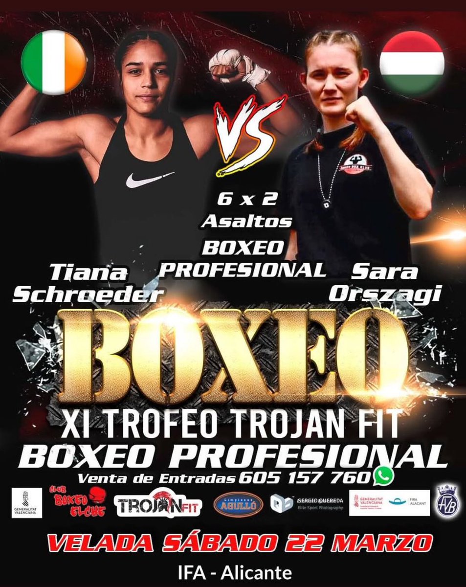BoxingMBeauty's tweet photo. Tiana Schroeder 51.1kg 🇨🇦🇮🇹 
Sara Orszago 51.9kg 🇭🇺 
Saturday in Spain 
📸 @RobbieFlynn1 https://t.co/CAXKcZDUWS
