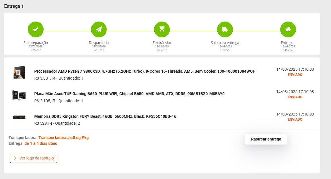 Alucardhellx's tweet image. Fiz a compra de um Kit com processador, placa mãe e 2 memorias. E a @Terabyteshop só me enviou a Placa mãe.
Os itens das compras foram: Processador AMD Ryzen 7 9800X3D, Placa Mãe Asus TUF Gaming B650-PLUS WIFI e 2x Memória DDR5 Kingston FURY Beast.
🤡🤡🤡🤡🤡🤡🤡